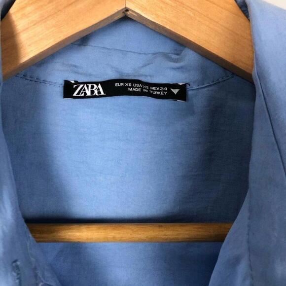 COPY - Zara Flowy  Shoulder Pad Shirt - Sky Blue - XS - Picture 6 of 7